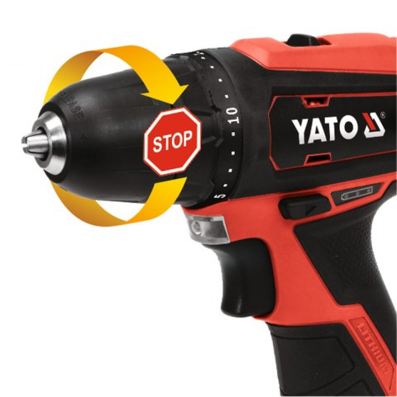 YATO YT-82901 taladro atornillador a batería, 12 V, 30 Nm, 1 x 2,0 Ah Li-Ion