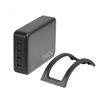 Cargador de sobremesa USB-C Logilink, 240 W, GaN, 4 puertos, 4x USB-C (PD), negro