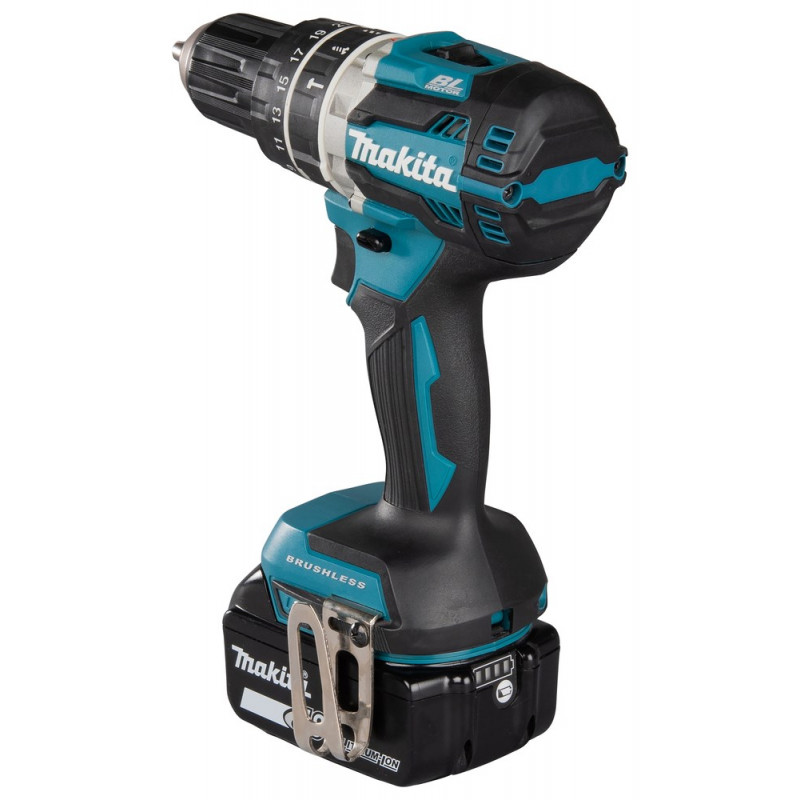Taladro atornillador a batería Makita DHP484RFJ, 2000 rpm, negro/azul