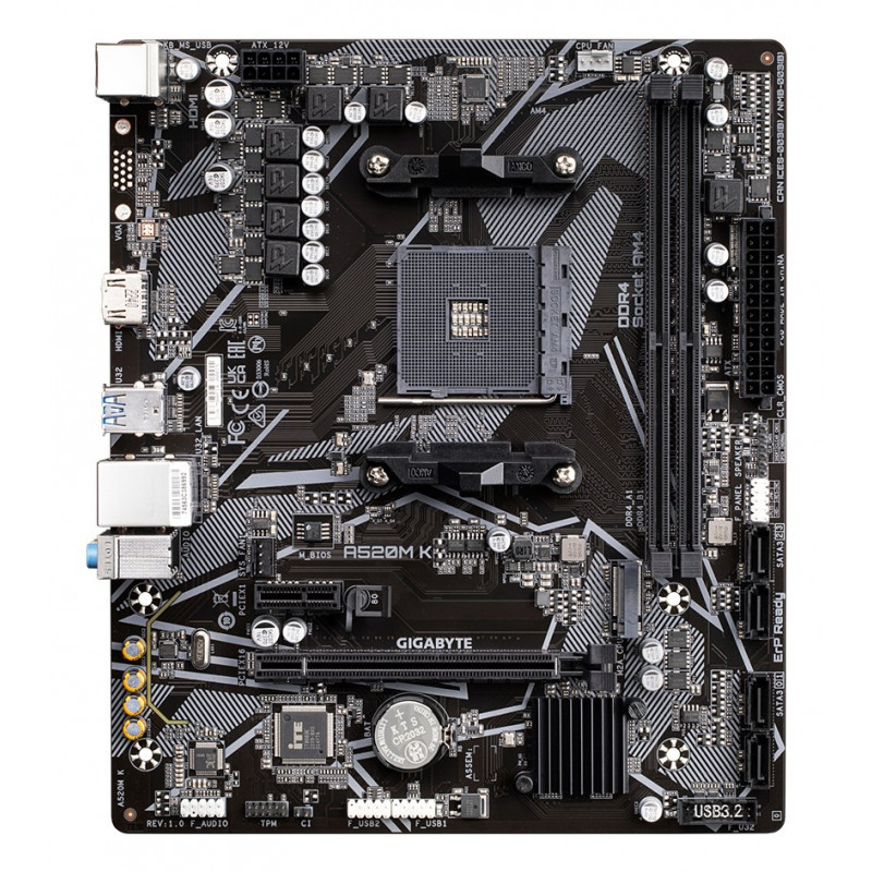 Gigabyte A520M K placa base, AMD A520, AM4, mATX