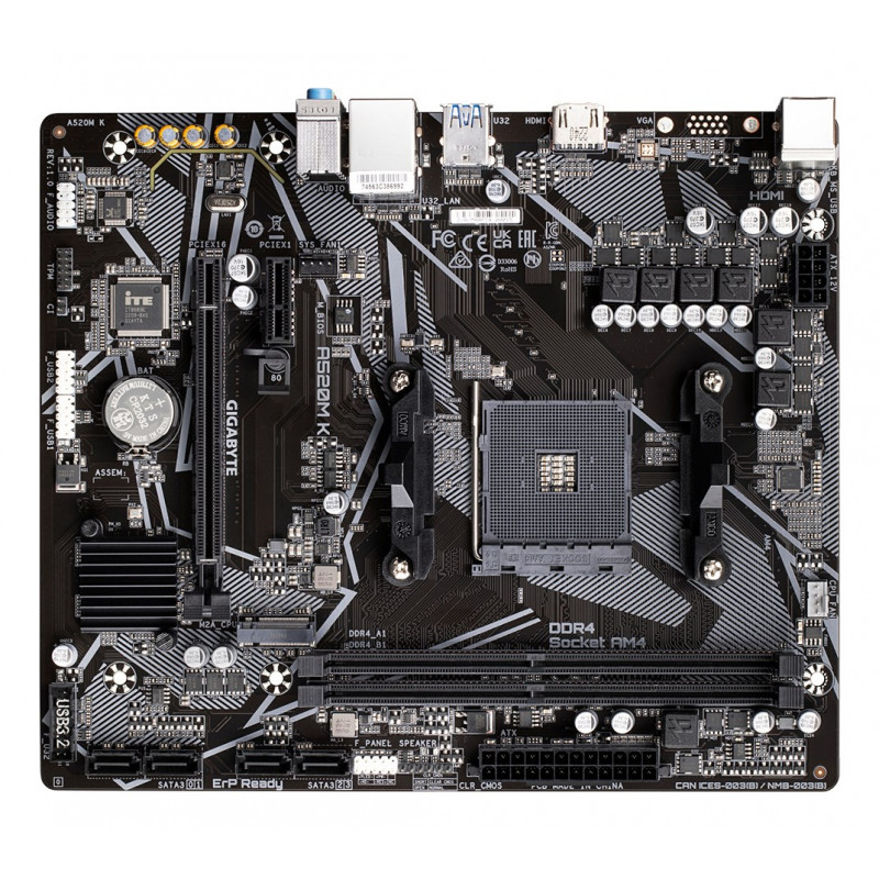 Gigabyte A520M K placa base, AMD A520, AM4, mATX