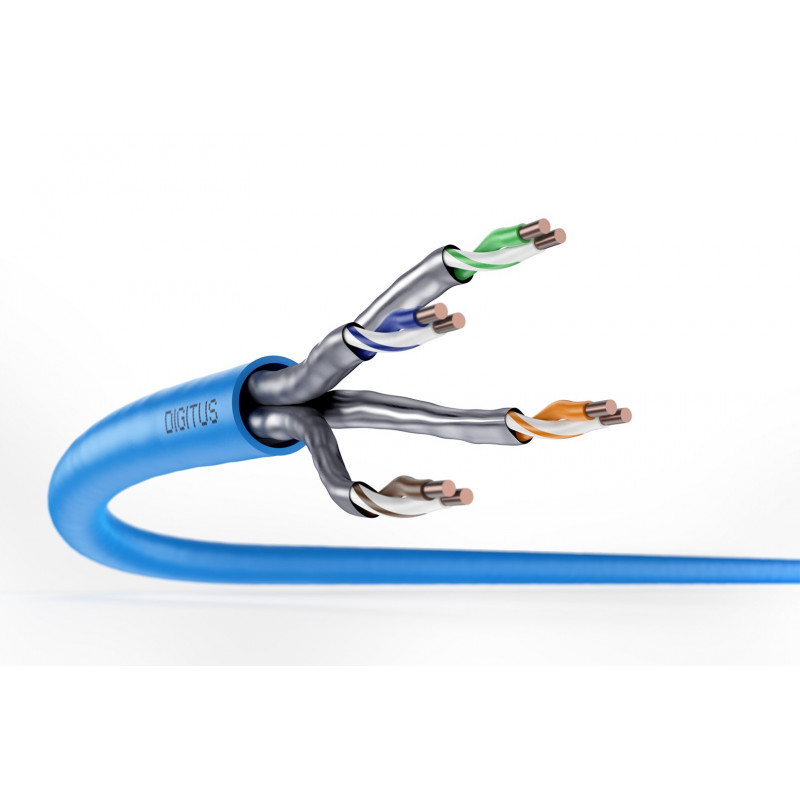 Digitus Cat6a U/FTP cable de instalación, 100 m, azul, LSZH, simplex