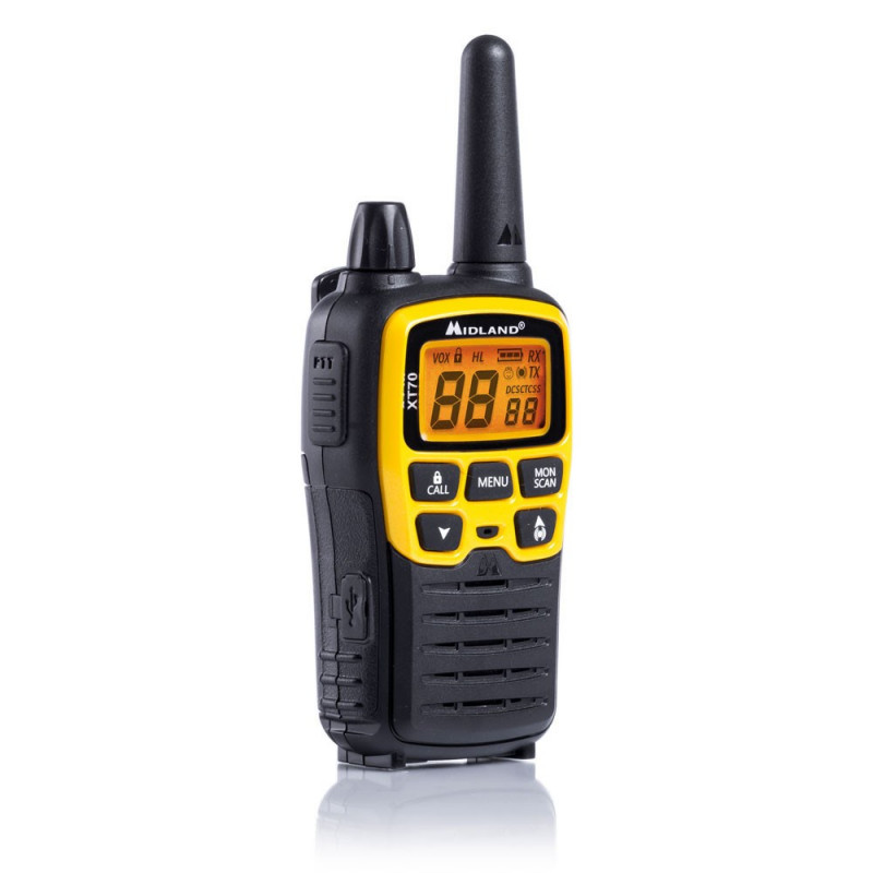 Midland XT70 Adventure walkie-talkie, 93 canales, 433,075 - 446,09375 MHz, negro/amarillo
