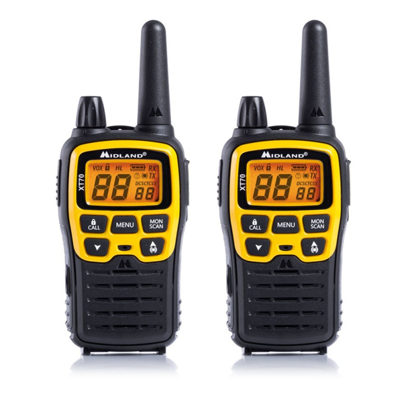 Midland XT70 Adventure walkie-talkie, 93 canales, 433,075 - 446,09375 MHz, negro/amarillo