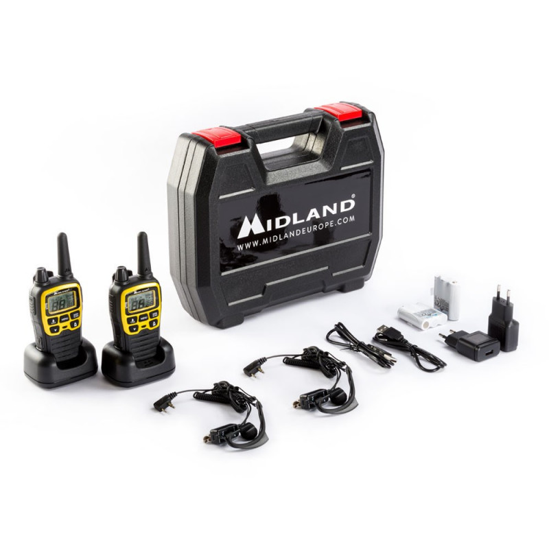 Midland XT70 Adventure walkie-talkie, 93 canales, 433,075 - 446,09375 MHz, negro/amarillo