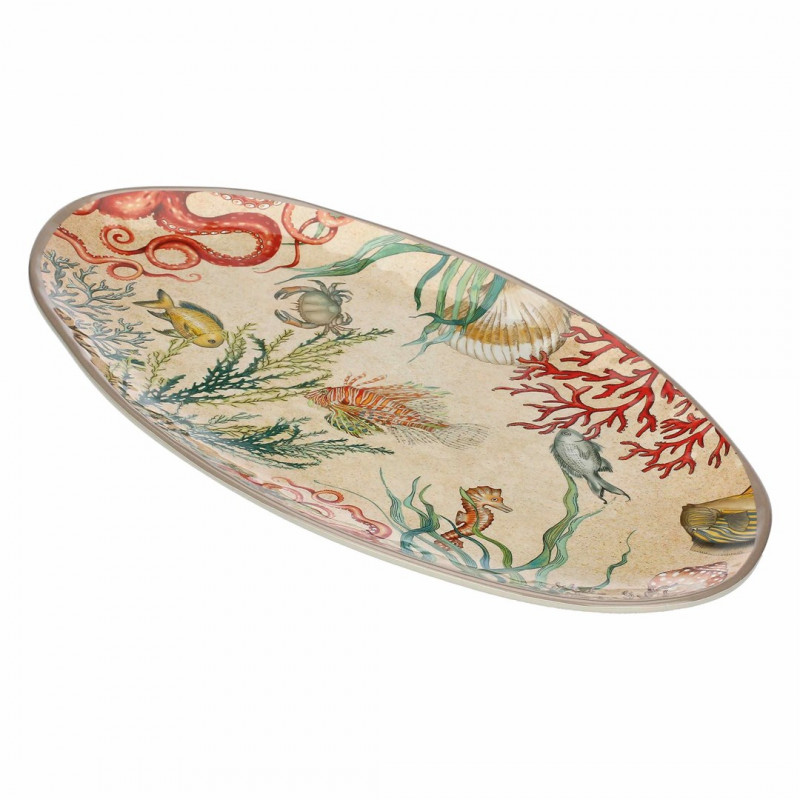 ROSE&TULIPANI SEA LIFE bandeja de servir ovalada de melamina 52 x 30 cm