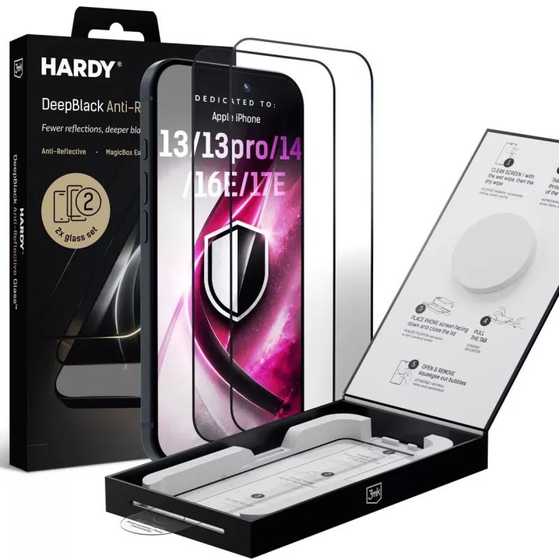 3mk DeepBlack protector de pantalla de cristal antirreflejos para Apple iPhone 13 / 13 Pro / 14 / 16e / 17e