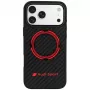 Funda MagSafe Audi RSQ Carbon Fiber Sport Red Circle para iPhone 18 Pro Max / 17 Pro Max, negra