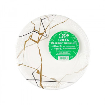 Gogreen platos de cartón ecológicos Marble Go Green Ø18 cm 10 uds.
