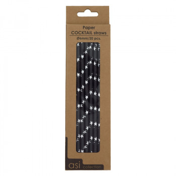 Asi Collection pajitas de papel para cóctel, negro, Ø6 mm, 21 cm, 20 uds.
