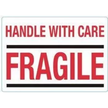 rillprint etiquetas indicadoras HANDLE WITH CARE / FRAGILE, adhesivo permanente, blanco/rojo