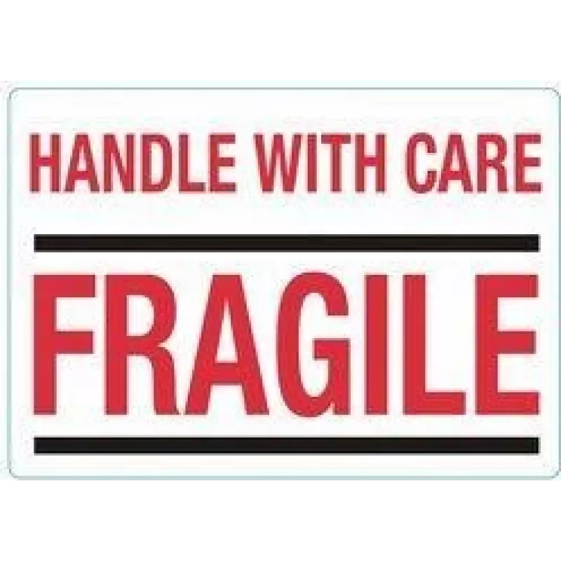 rillprint etiquetas indicadoras HANDLE WITH CARE / FRAGILE, adhesivo permanente, blanco/rojo