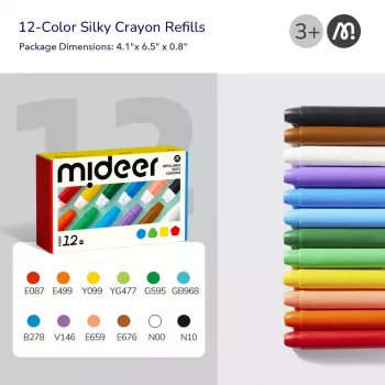 Mideer Recambios de ceras Silky, blandas y lavables, 12 uds.