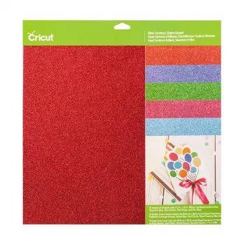 Cricut Cartulina con purpurina Sampler 30 x 30 cm, 10 hojas, Brights (P)
