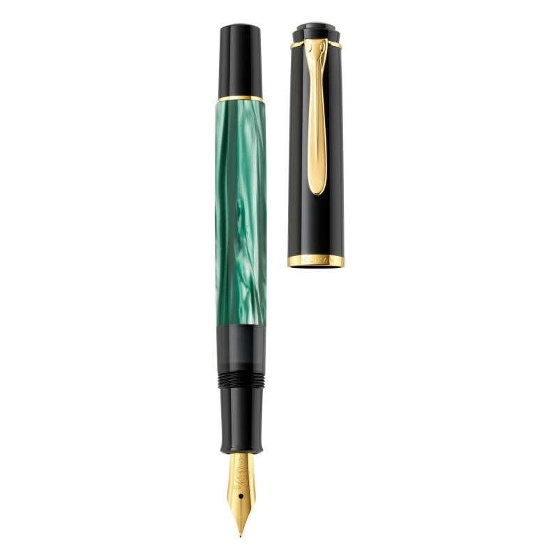 Pelikan Classic M200 estilográfica de émbolo, verde jaspeado