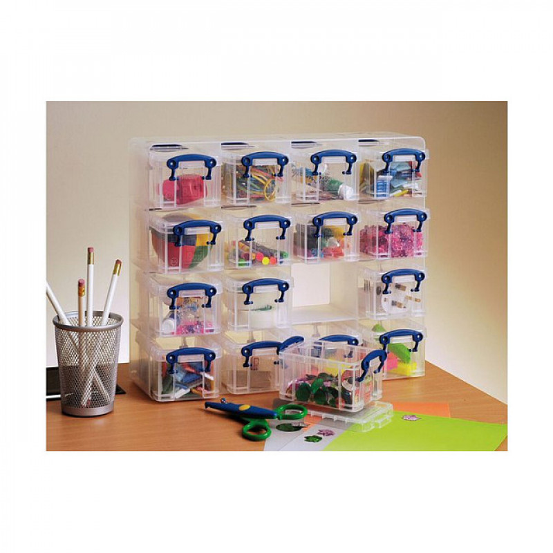 Really Useful Box caja de almacenamiento con 16x cajas de 0,3 l, 37,5 x 12,5 x 31,0 cm, transparente