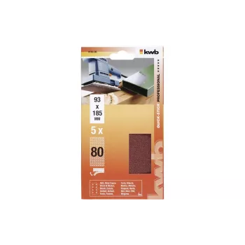 kwb 818308 papel de lija grano 80 (L x An) 185 mm x 93 mm 5 uds.