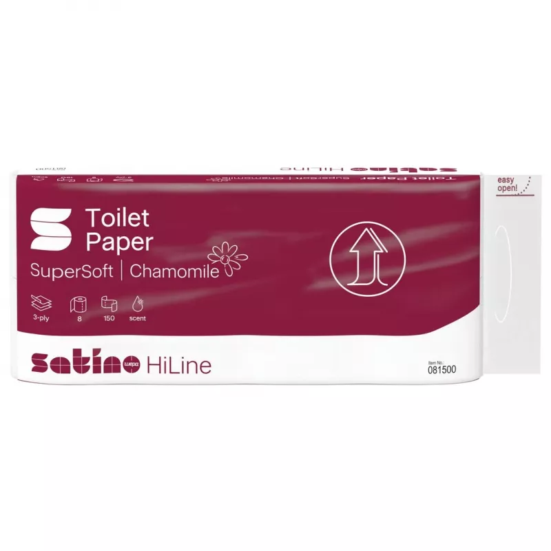 Satino papel higiénico HiLine SuperSoft manzanilla 3 capas, 8 rollos