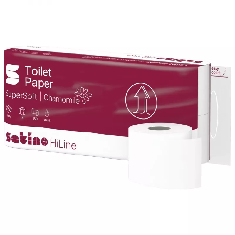 Satino papel higiénico HiLine SuperSoft manzanilla 3 capas, 8 rollos