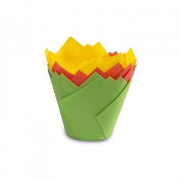 Guardini cápsulas de papel para muffins con forma de tulipán 12 uds. coloridas Easy Bake Ø 7,5 x 8 cm