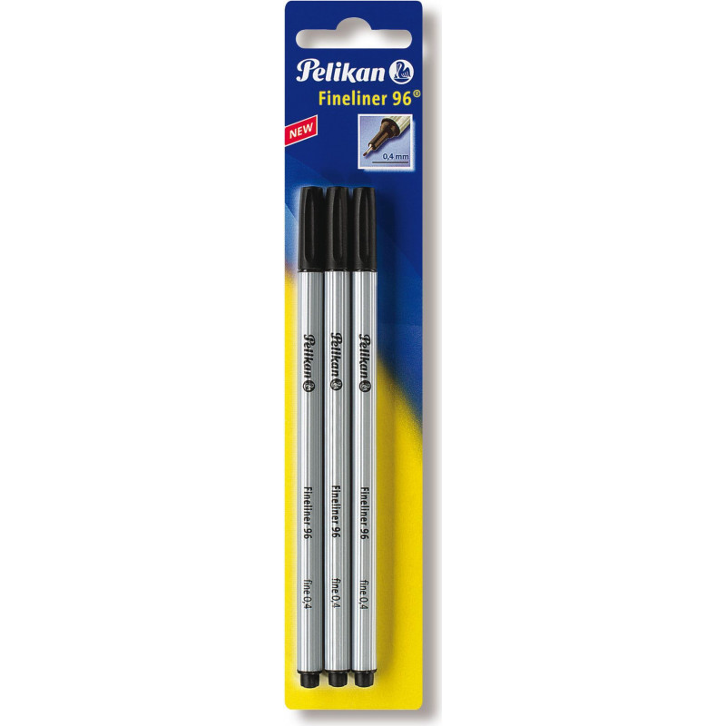 Rotulador fineliner Pelikan 96, negro, punta metálica, tinta indeleble resistente a la luz