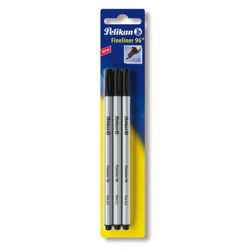 Rotulador fineliner Pelikan 96, negro, punta metálica, tinta indeleble resistente a la luz