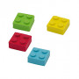 WEDO Goma de borrar Bricky con forma de bloque, 4 colores, con caja clasificadora, 18 uds.