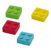 WEDO Goma de borrar Bricky con forma de bloque, 4 colores, con caja clasificadora, 18 uds.