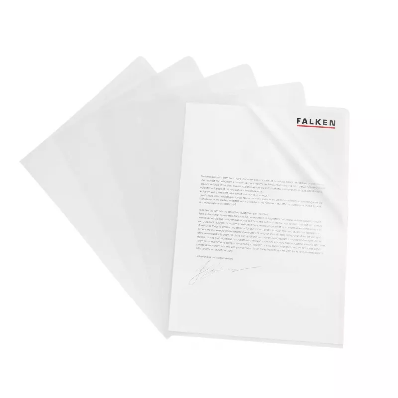 Falken Fundas de plástico DIN A4, superficie gofrada, 0,09 mm, transparente