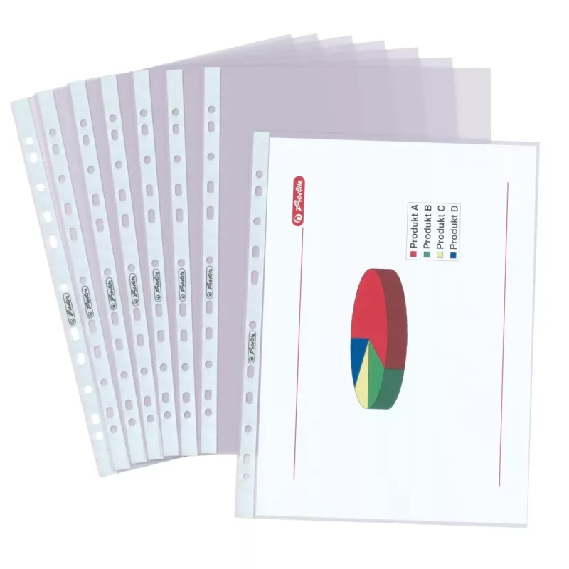 Fundas de plástico herlitz DIN A4, transparentes, 0,085 mm PP, perforación euromultitaladro, abiertas por arriba