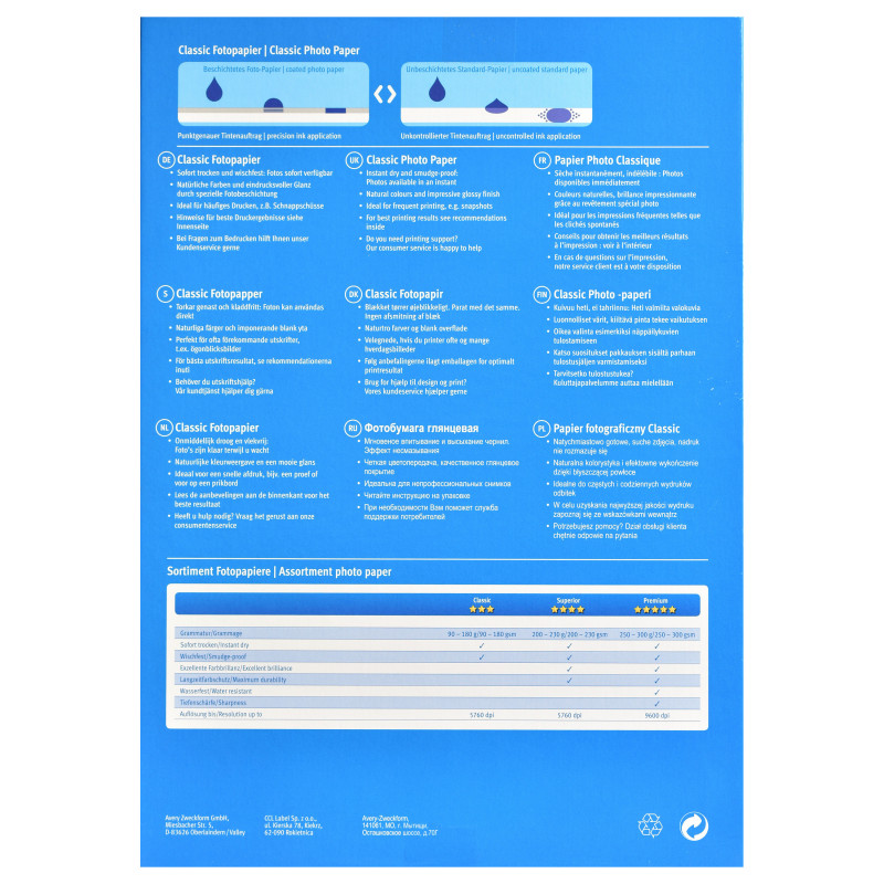Avery Zweckform Everyday 2496 papel fotográfico A4, 180 g/m², blanco, 100 hojas