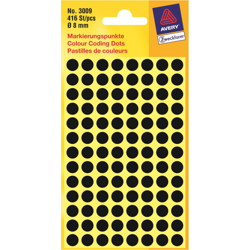 Avery Zweckform puntos de marcado 3009, negros, Ø 8 mm, 416 uds.