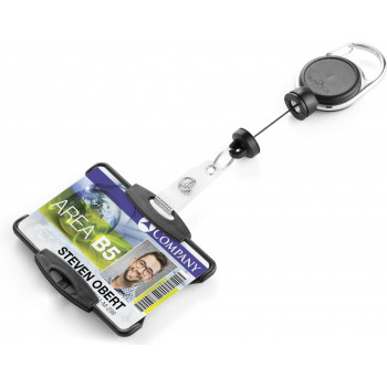 DURABLE portacarnés con yoyó EXTRA FUERTE para 1 tarjeta, negro (868901)