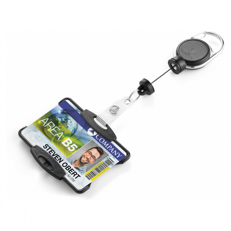 DURABLE portacarnés con yoyó EXTRA FUERTE para 1 tarjeta, negro (868901)