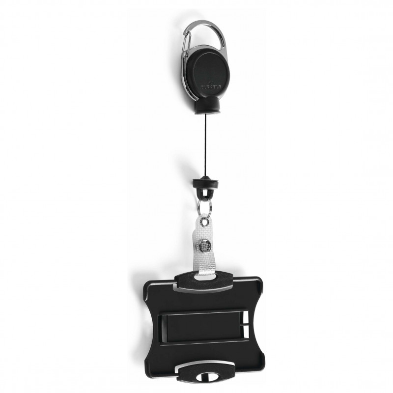 DURABLE portacarnés con yoyó EXTRA FUERTE para 1 tarjeta, negro (868901)