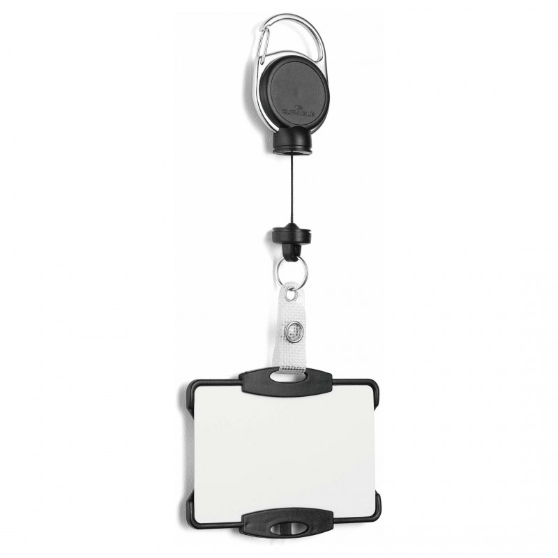 DURABLE portacarnés con yoyó EXTRA FUERTE para 1 tarjeta, negro (868901)