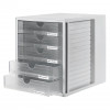 HAN 1450-63 Cajonera DIN C4, 5 cajones cerrados, gris claro transparente, 27,5 x 33,0 x 32,0 cm