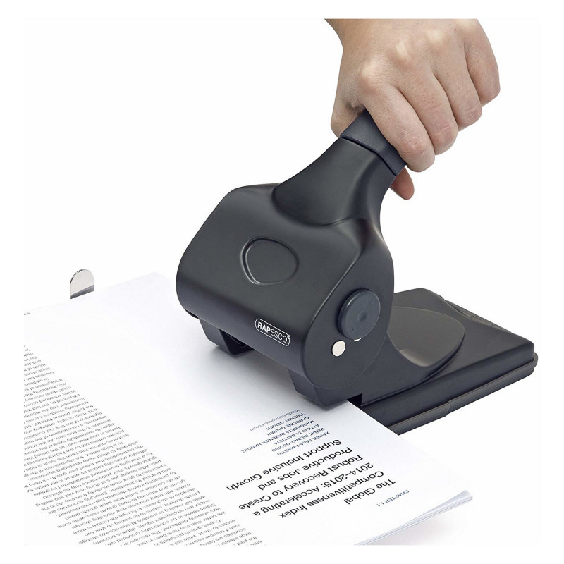 Rapesco ALU 65 Perforadora de archivo, negro