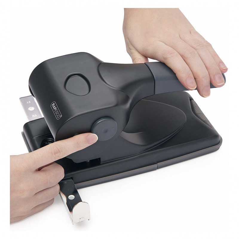 Rapesco ALU 65 Perforadora de archivo, negro
