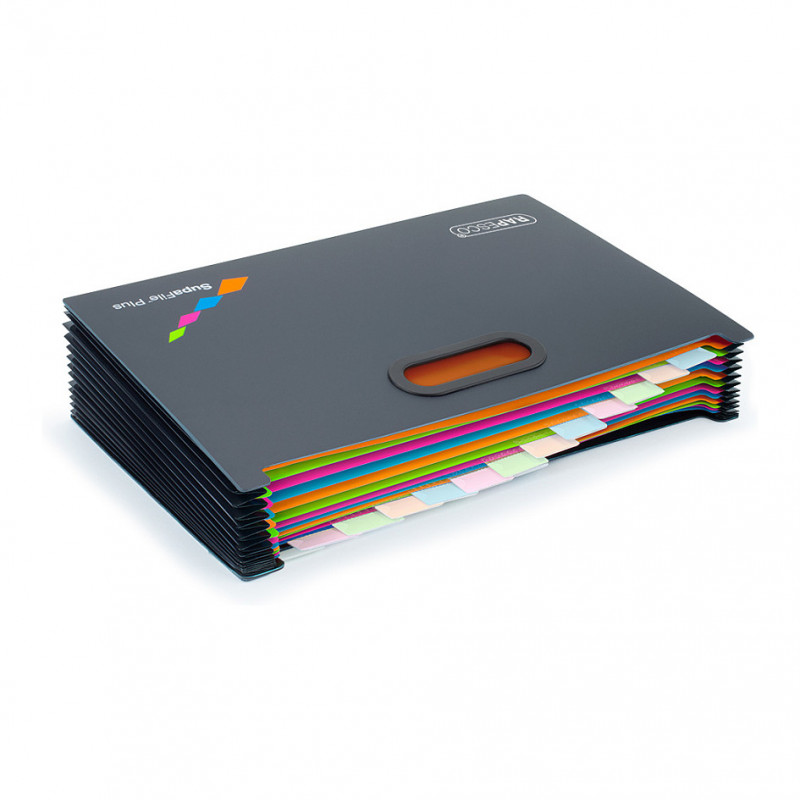 Carpeta de abanico RAPESCO® DIN A4, extra ancha, 13 compartimentos, negra