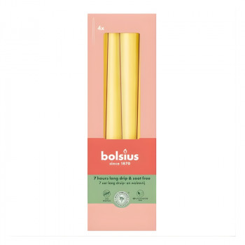 Bolsius velas de mesa 245/24 mm, amarillo, 4 uds.