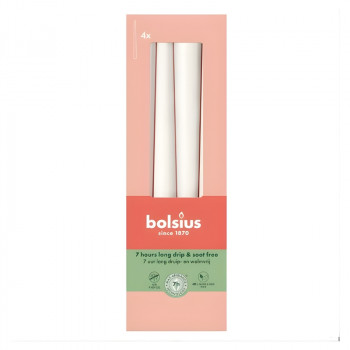 Bolsius velas de mesa 245/24 mm, blanco, 4 uds.