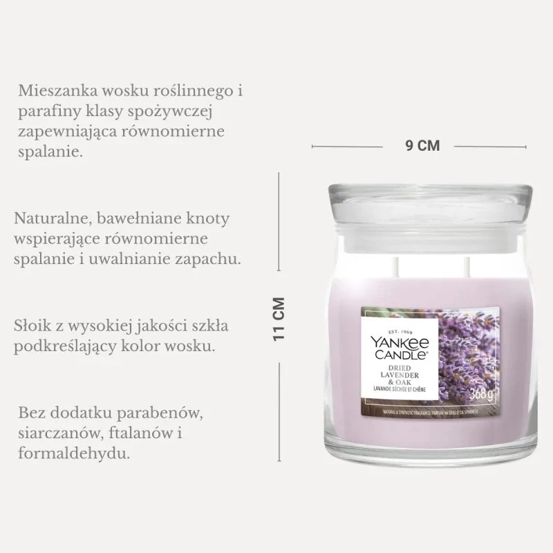 Yankee Candle vela Dried Lavender & Oak, mediana