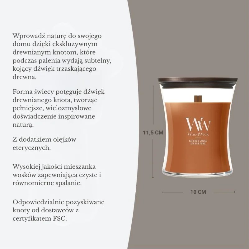 WoodWick vela Saffron Smoke, mediana