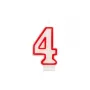 Papstar vela con número «4», 7,3 cm, blanco/rojo