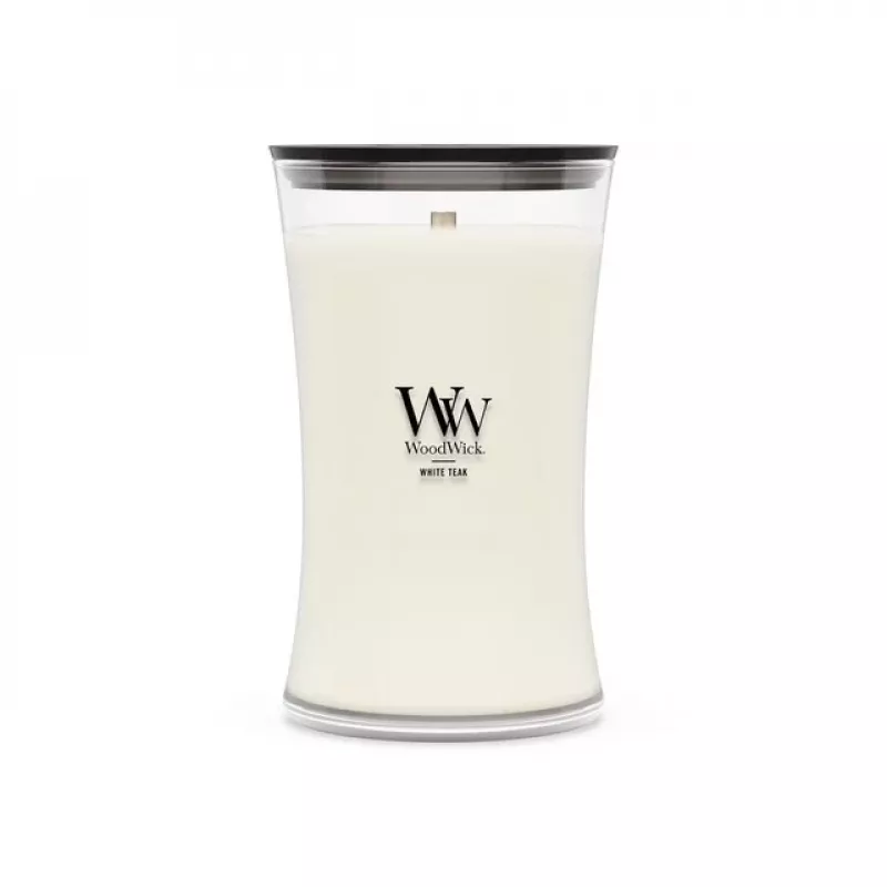 WoodWick White Teak Vela, grande, 610 g