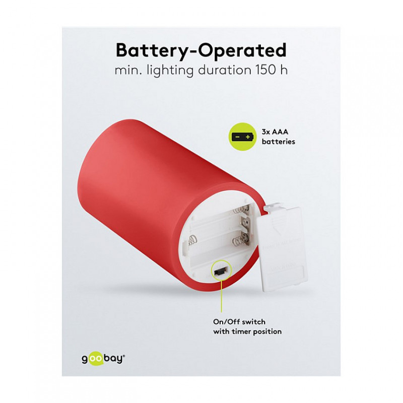 Goobay velas de cera LED, 10 cm, rojo