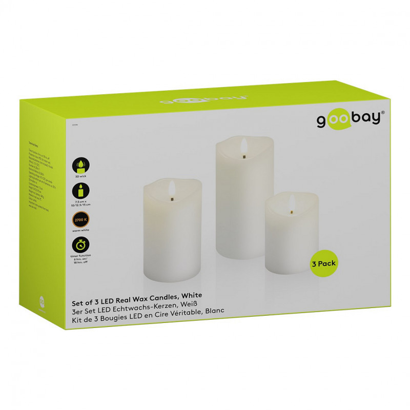 Goobay velas de cera real LED, blanco