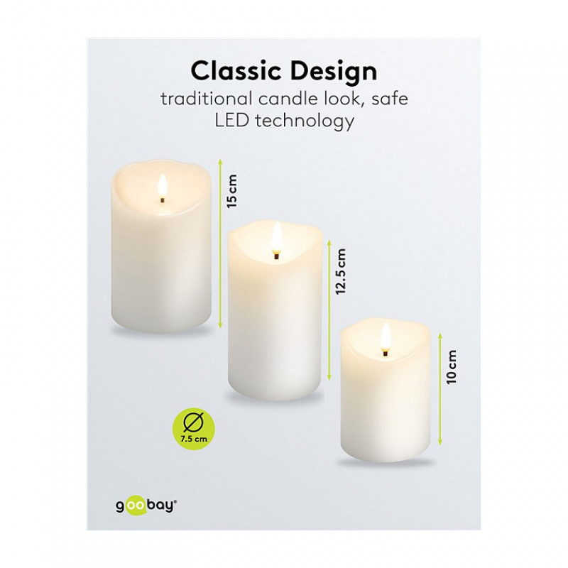 Goobay velas de cera real LED, blanco