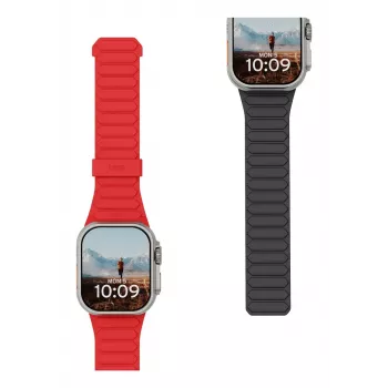 Urban Armor Gear UAG Pathfinder – correa de silicona magnética de doble cara para Apple Watch Series 4-6 y SE 1-3, 44mm / Series 7-9, 45mm / Series 10-11, 46mm / Ultra 1-3, 49mm (ash/lava)